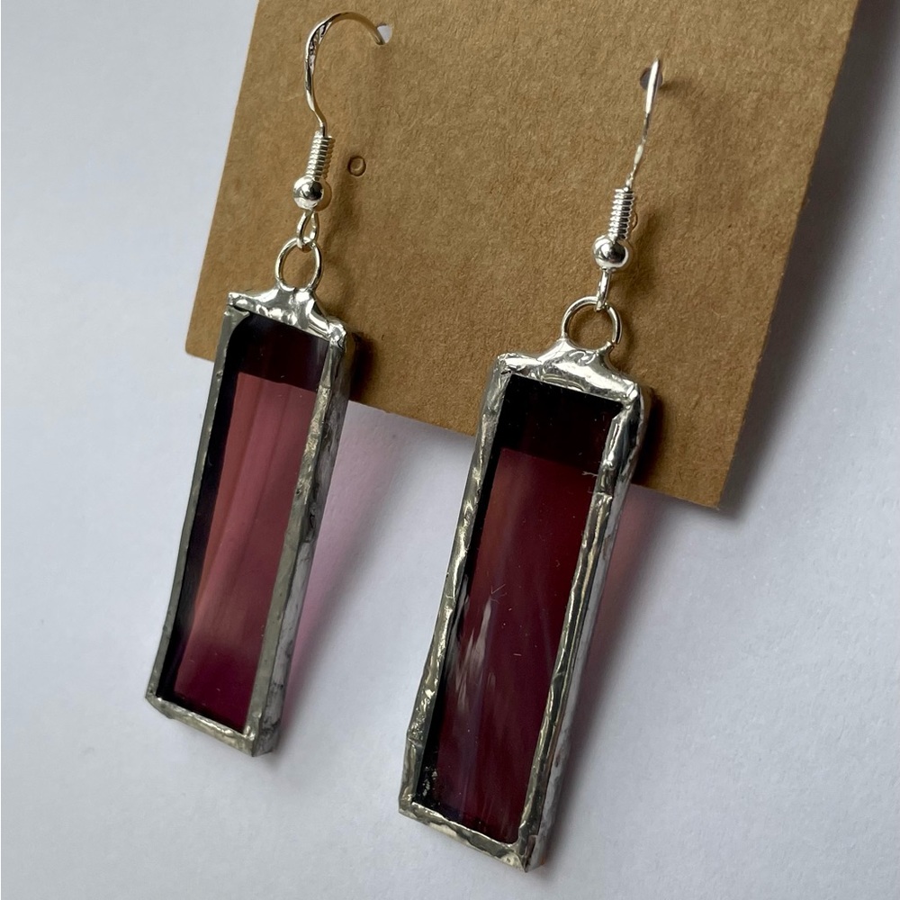 Hand Made Stained Glass Earrings - Sterling silver hook